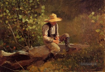 Der Whittling Boy Realismus Maler Winslow Homer Ölgemälde